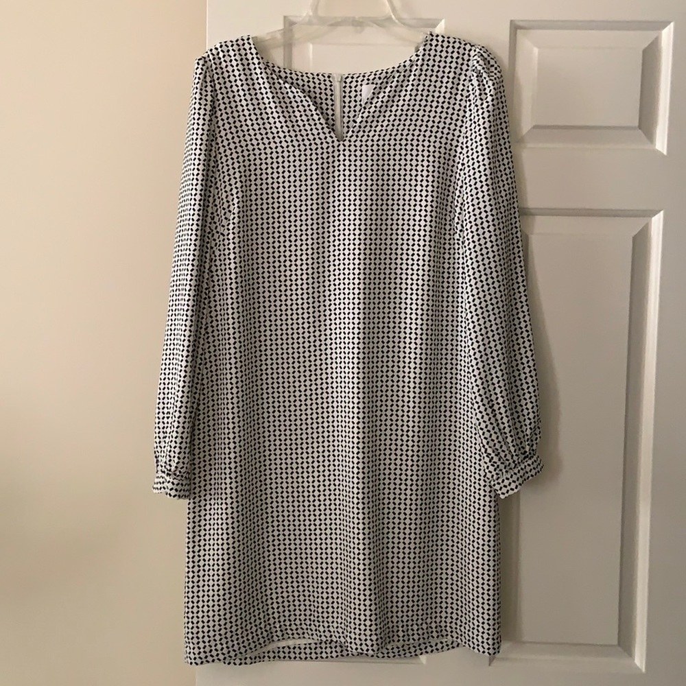 Dalia black white print long sleeve dress, 6